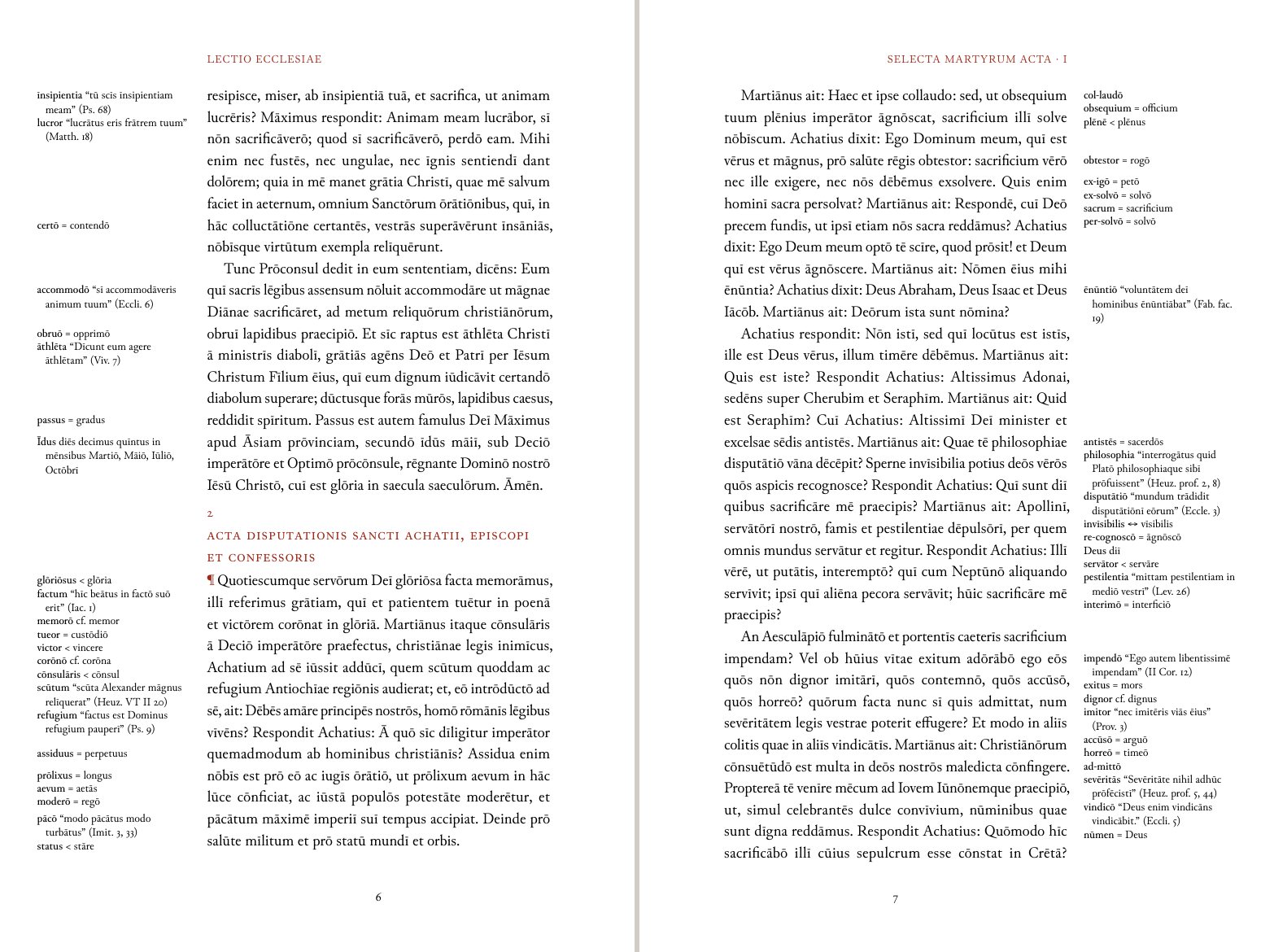 Two facing pages of Selecta Martyrum Acta